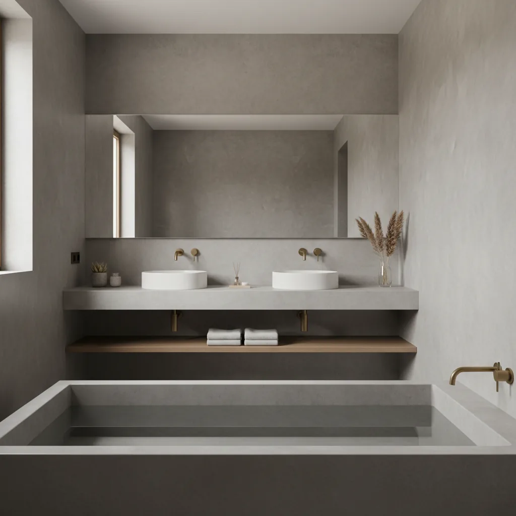 Salle de bain béton ciré artisan Vendée